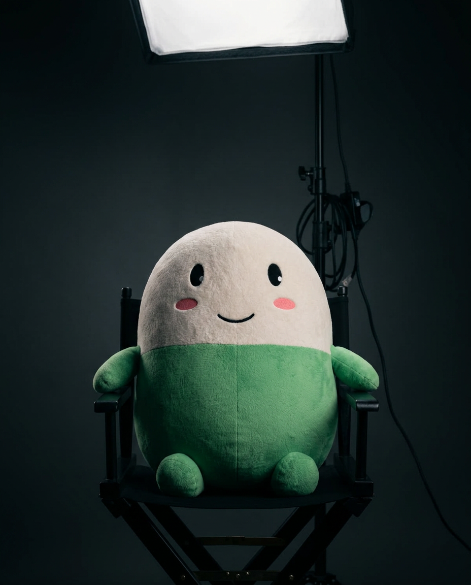 Cupsey sitting in a black director’s chair