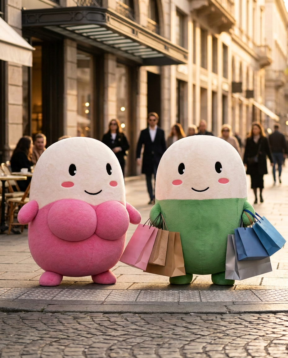 DCUPSEY and Cupsey carrying shopping bags